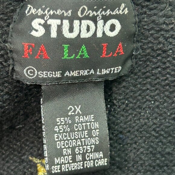 Vintage Studio Fa La La Sweater Vest Cardigan Christmas Tree Embroidery Size 2X - Picture 5 of 5